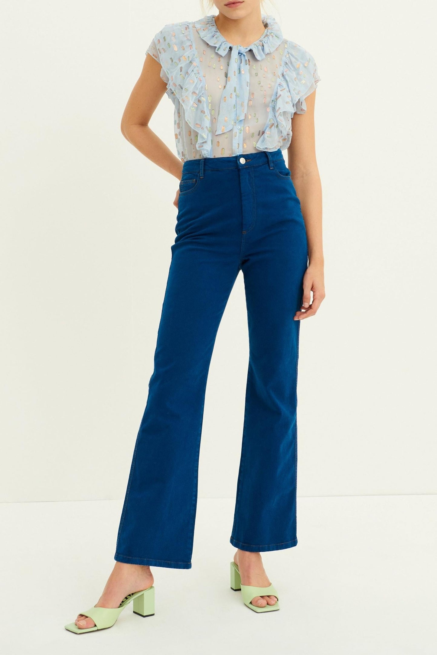 Adalie Lurex Top - Sky Blue