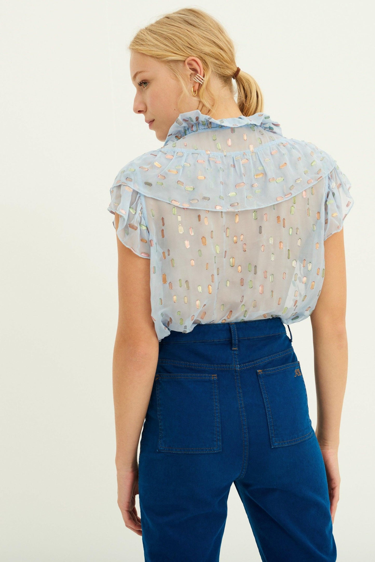 Adalie Lurex Top - Sky Blue