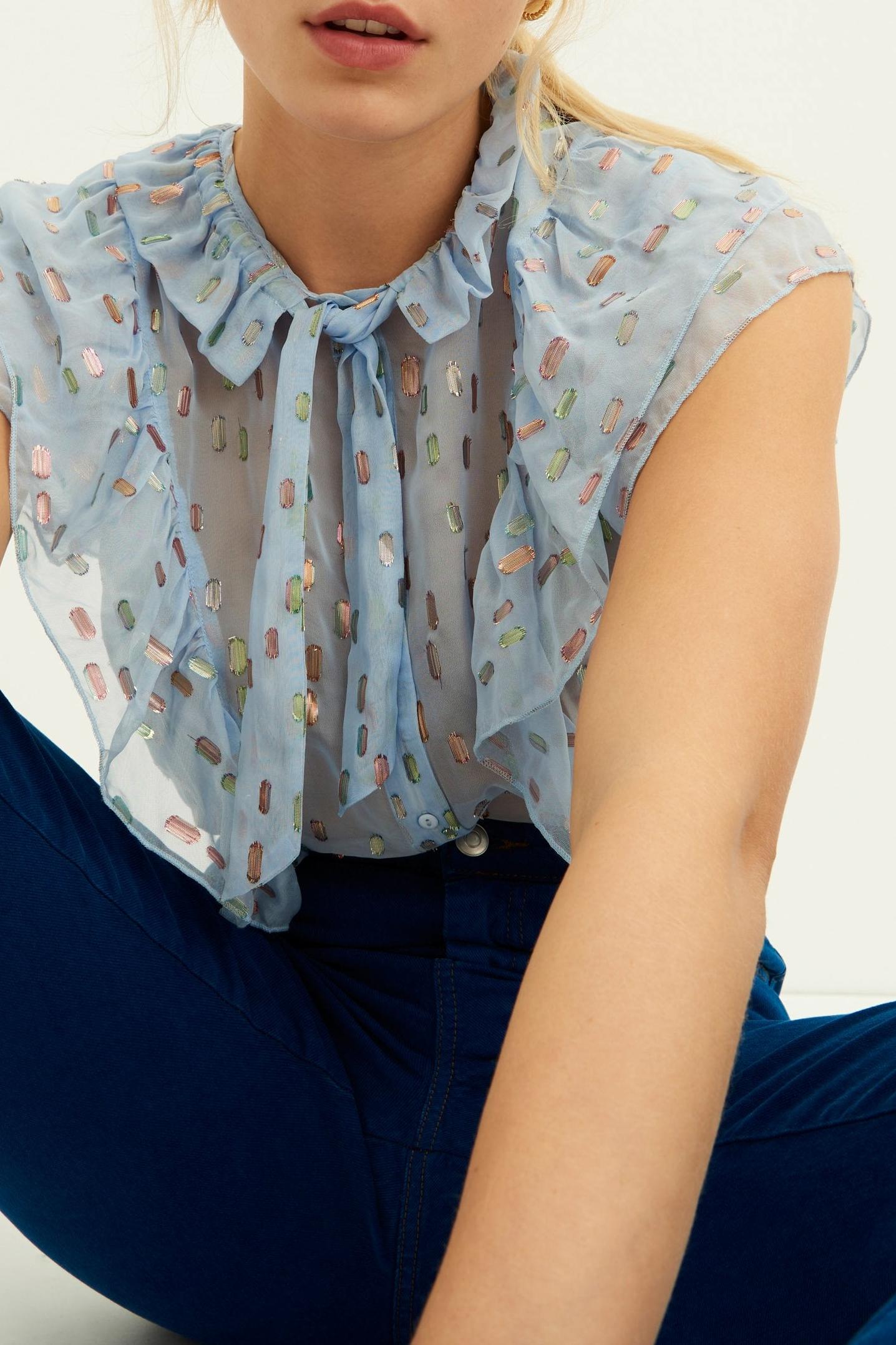 Adalie Lurex Top - Sky Blue