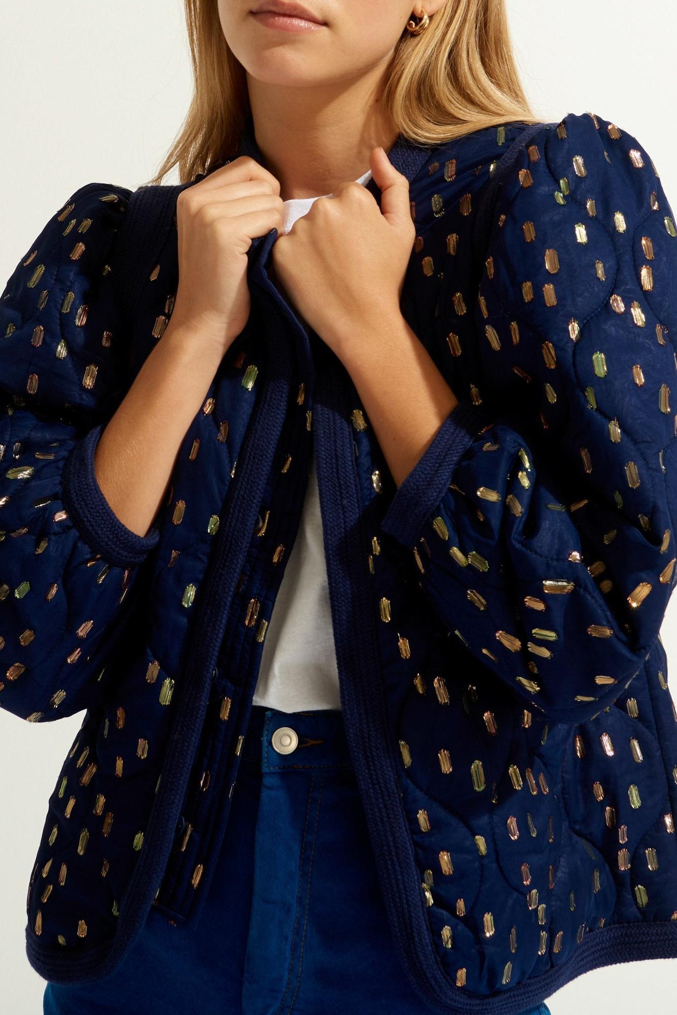 Adalie Puff-Sleeve Jacket - Navy Blue