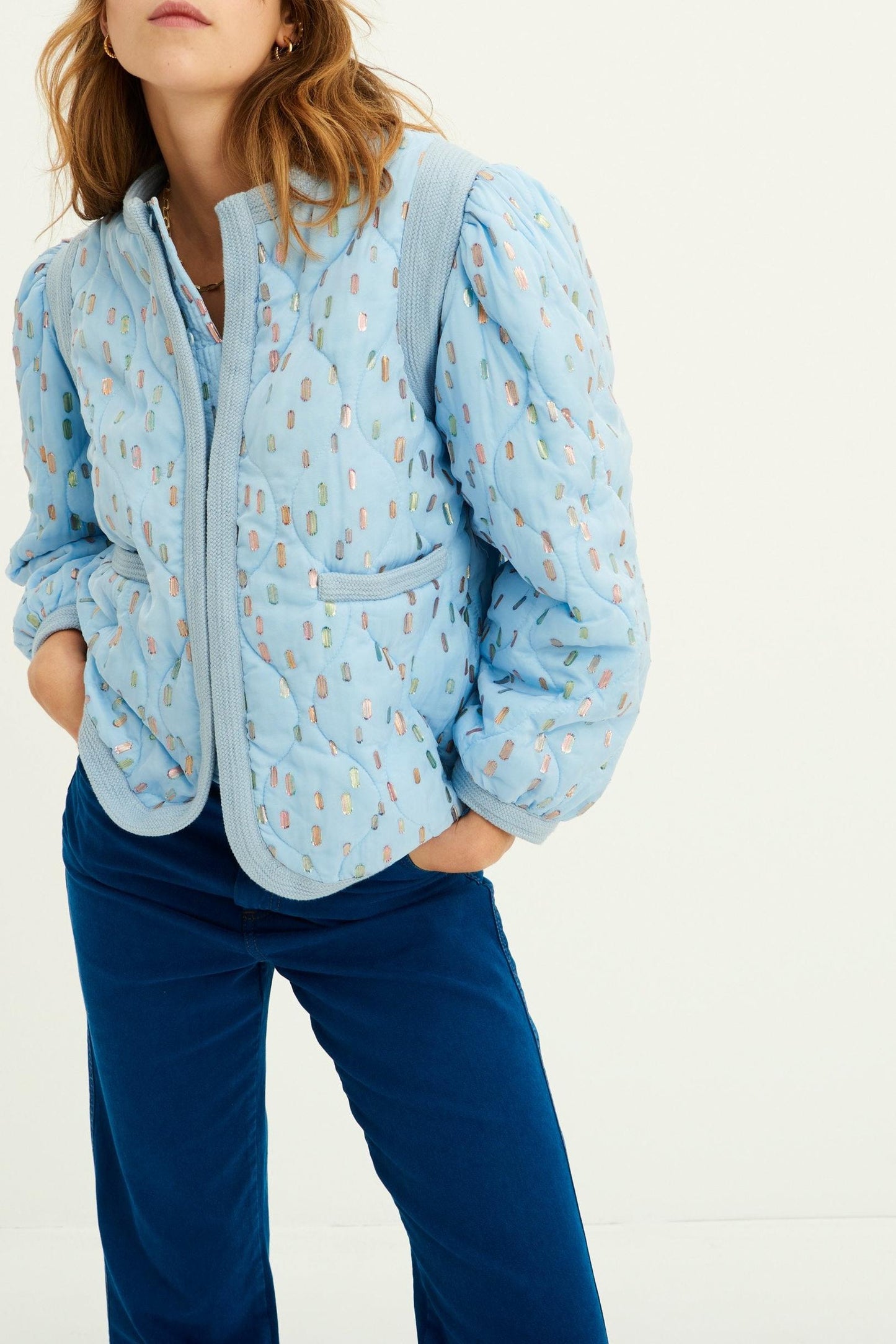 Adalie Puff-Sleeve Jacket - Sky Blue  test preprod