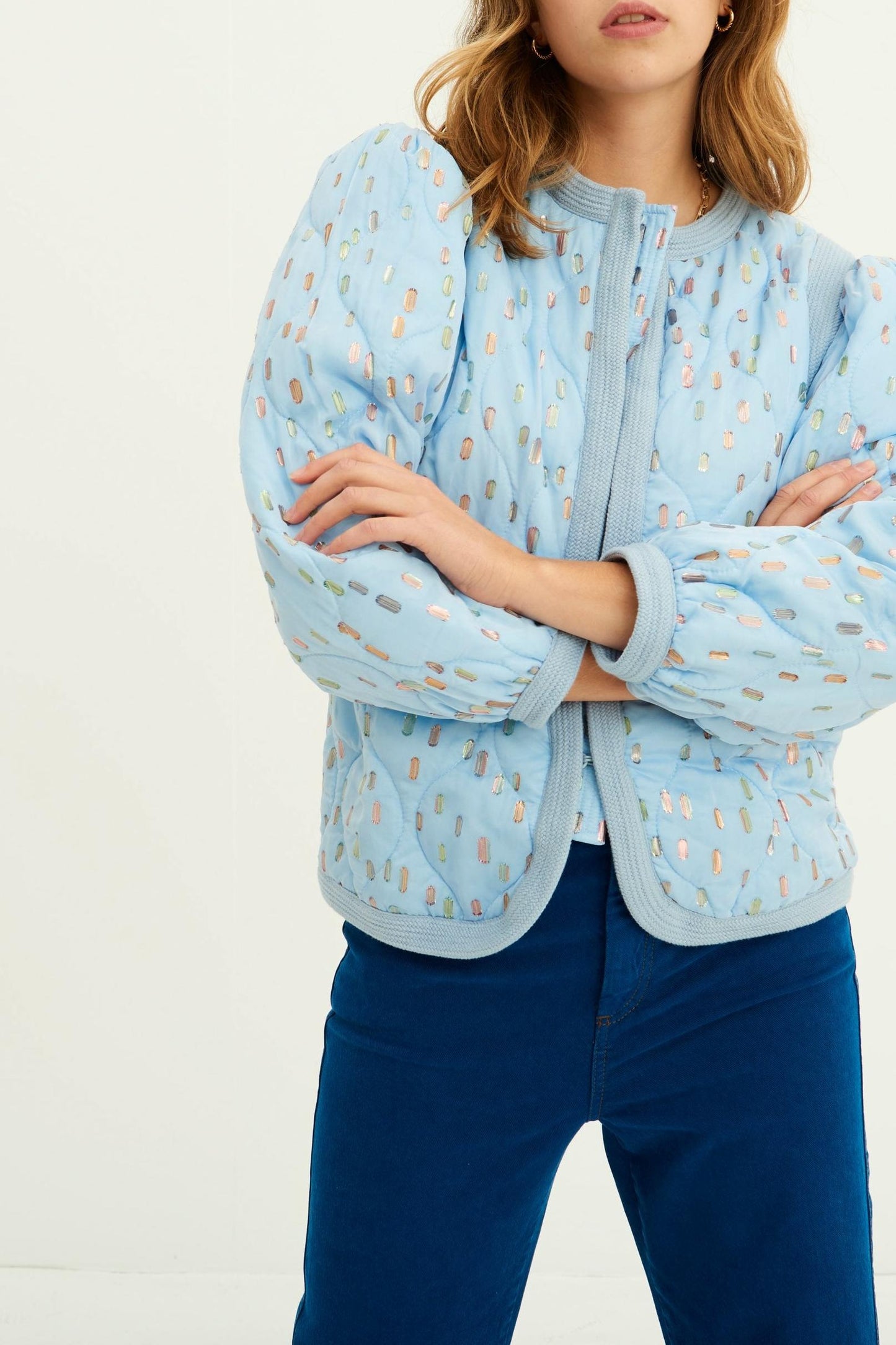 Adalie Puff-Sleeve Jacket - Sky Blue  test preprod