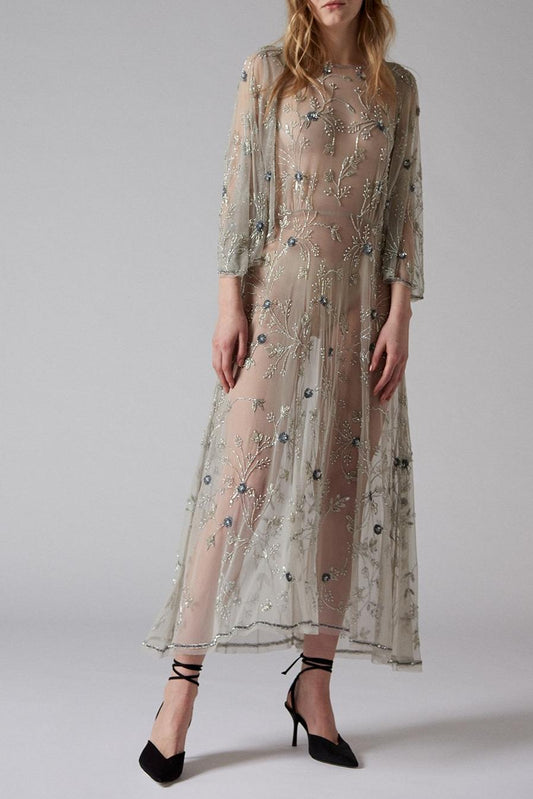 Zina Embroidered Long Dress