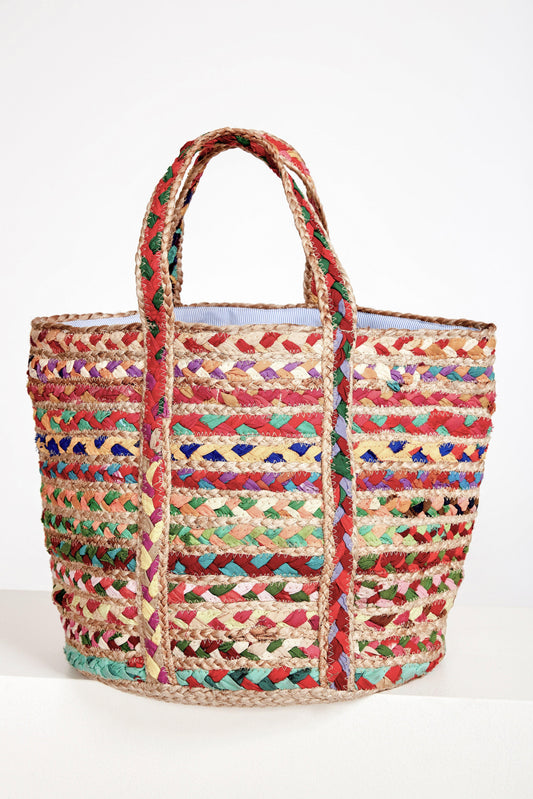 Jella Braided Jute Tote - Multicoloured