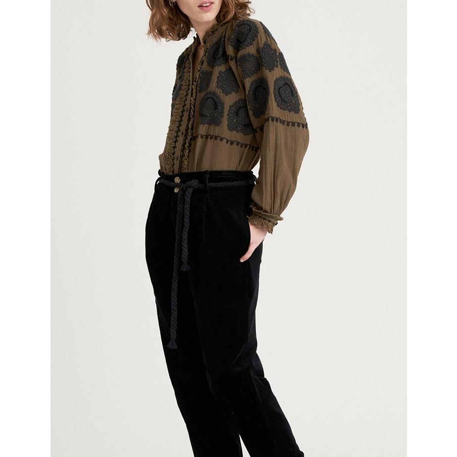 Toggy Embroidered Blouse - Khaki