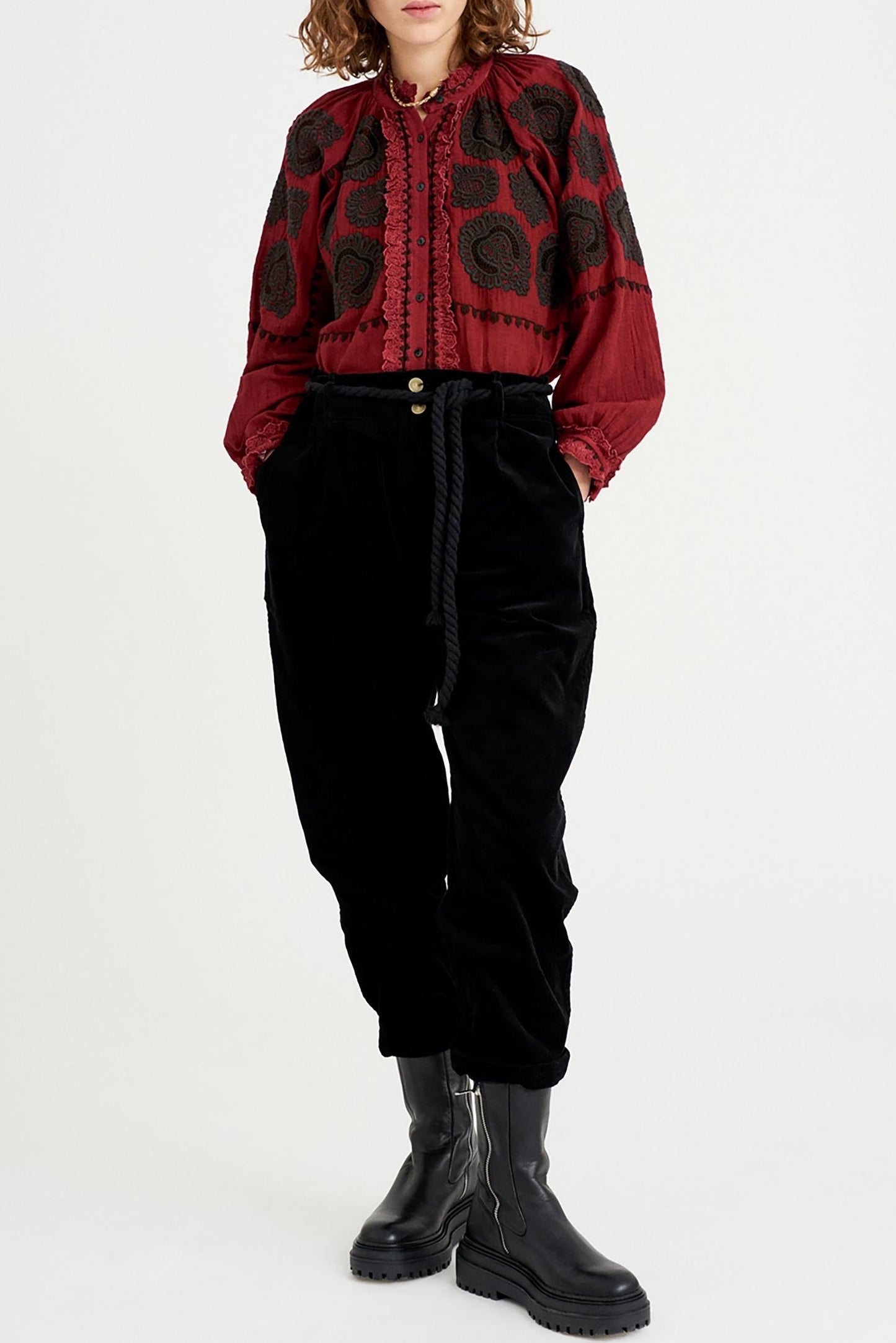 Blusa bordada Toggy - Borgoña