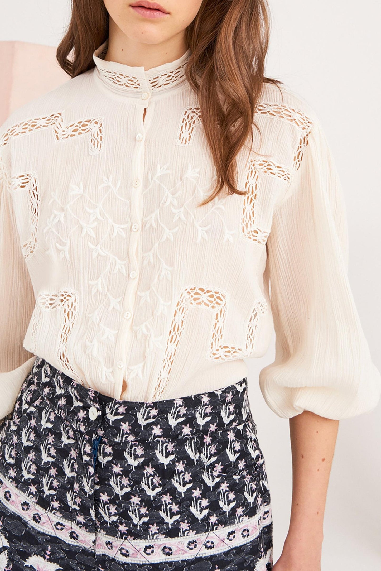 Thérèze Embroidered Blouse - Cream