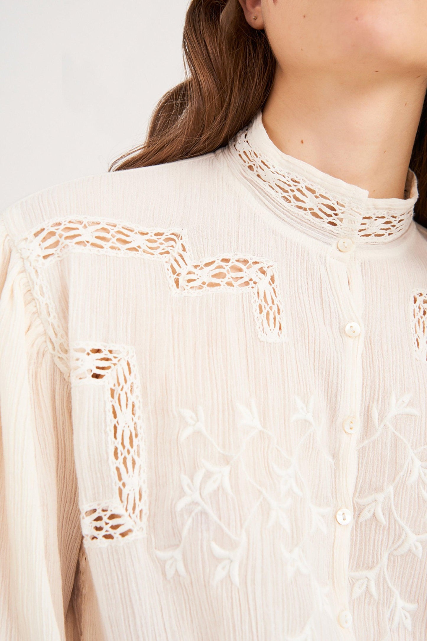 Thérèze Embroidered Blouse - Cream