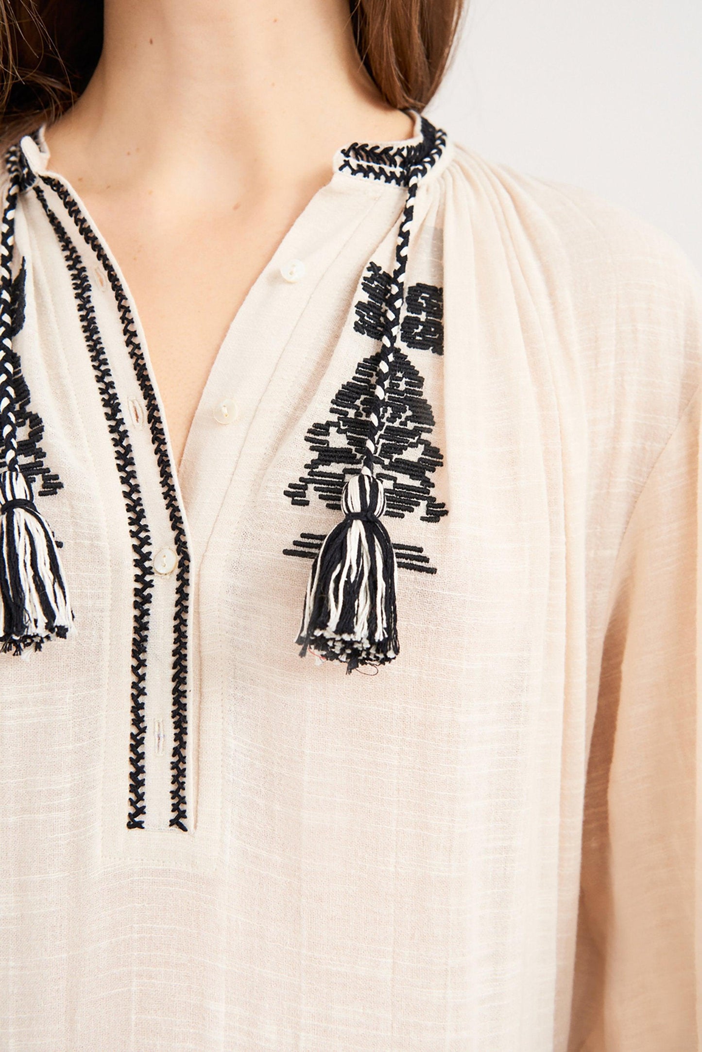 Sofia Embroidered Midi Dress - Cream