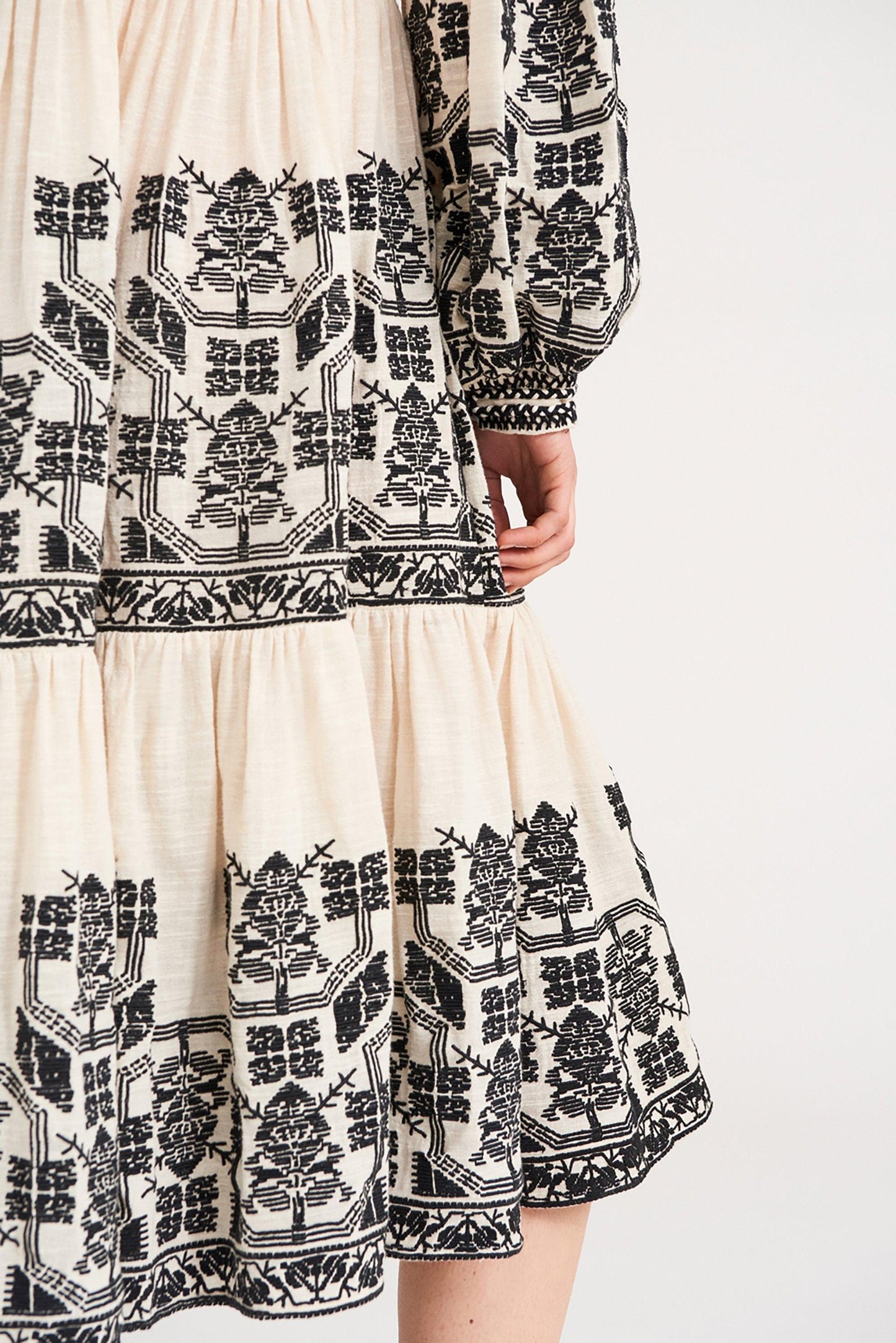 Sofia Embroidered Midi Dress - Cream