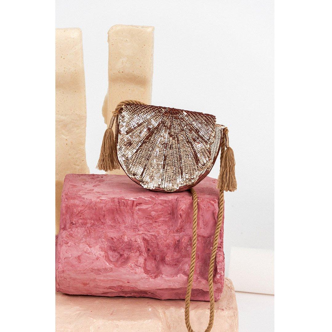 Shelly Sequined Clutch - Gold