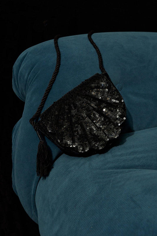 Shelly Sequined Clutch - Black