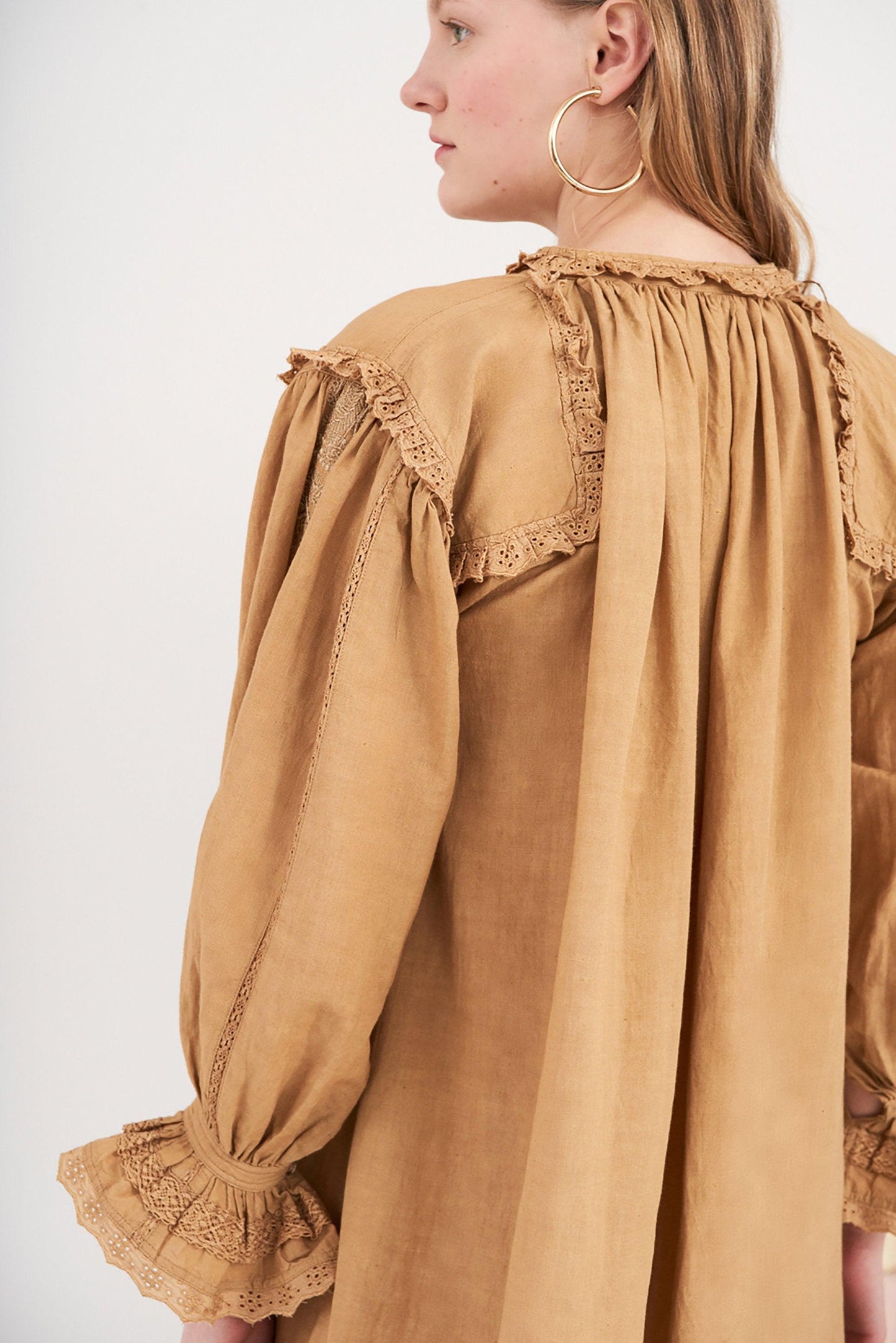 Peter Embroidered Dress - Camel