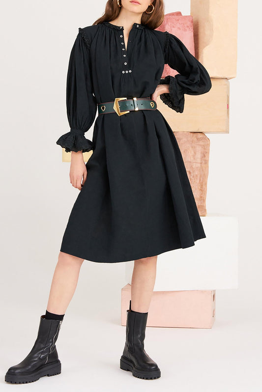 Peter Embroidered Dress - Black