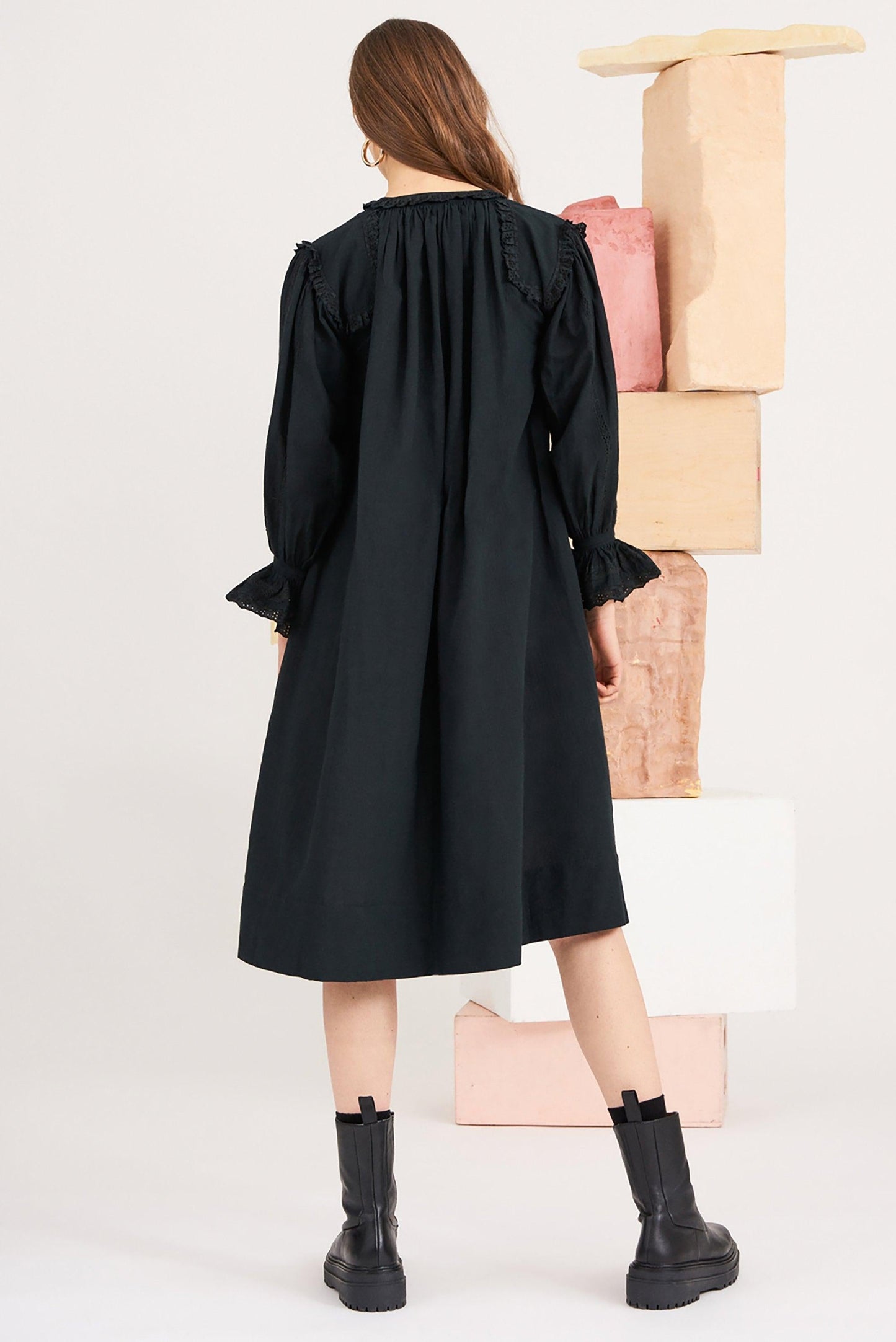 Peter Embroidered Dress - Black