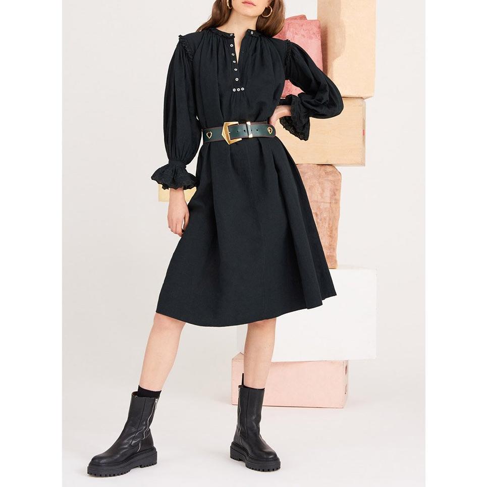 Peter Embroidered Dress - Black