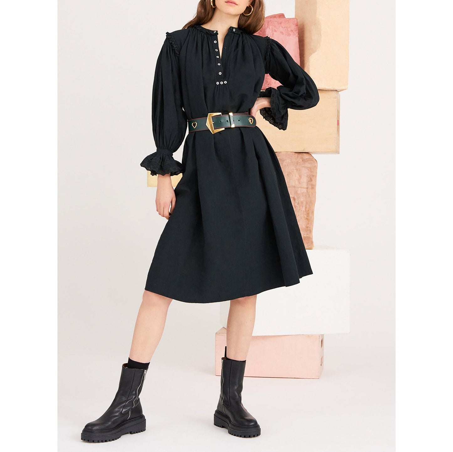 Peter Embroidered Dress - Black