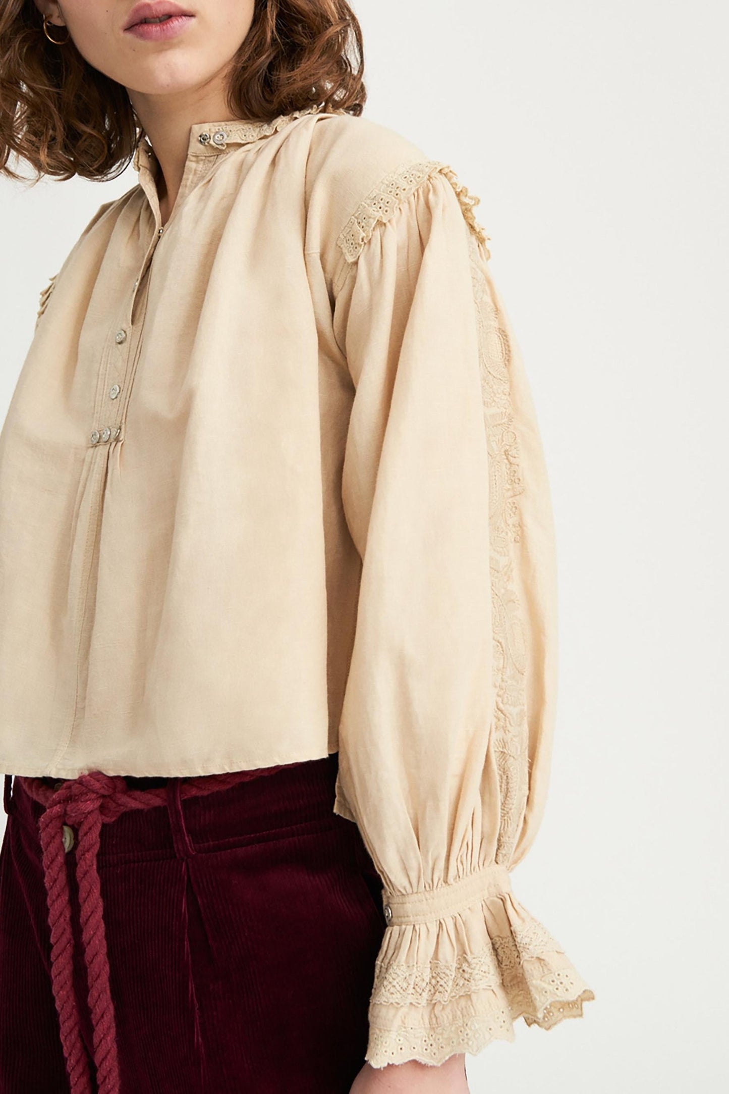 Peter Embroidered Blouse - Cream