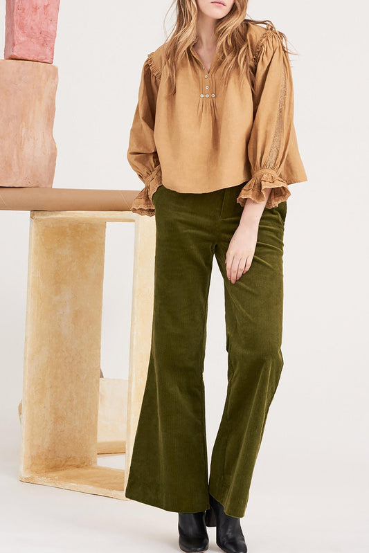 Peter Embroidered Blouse - Camel