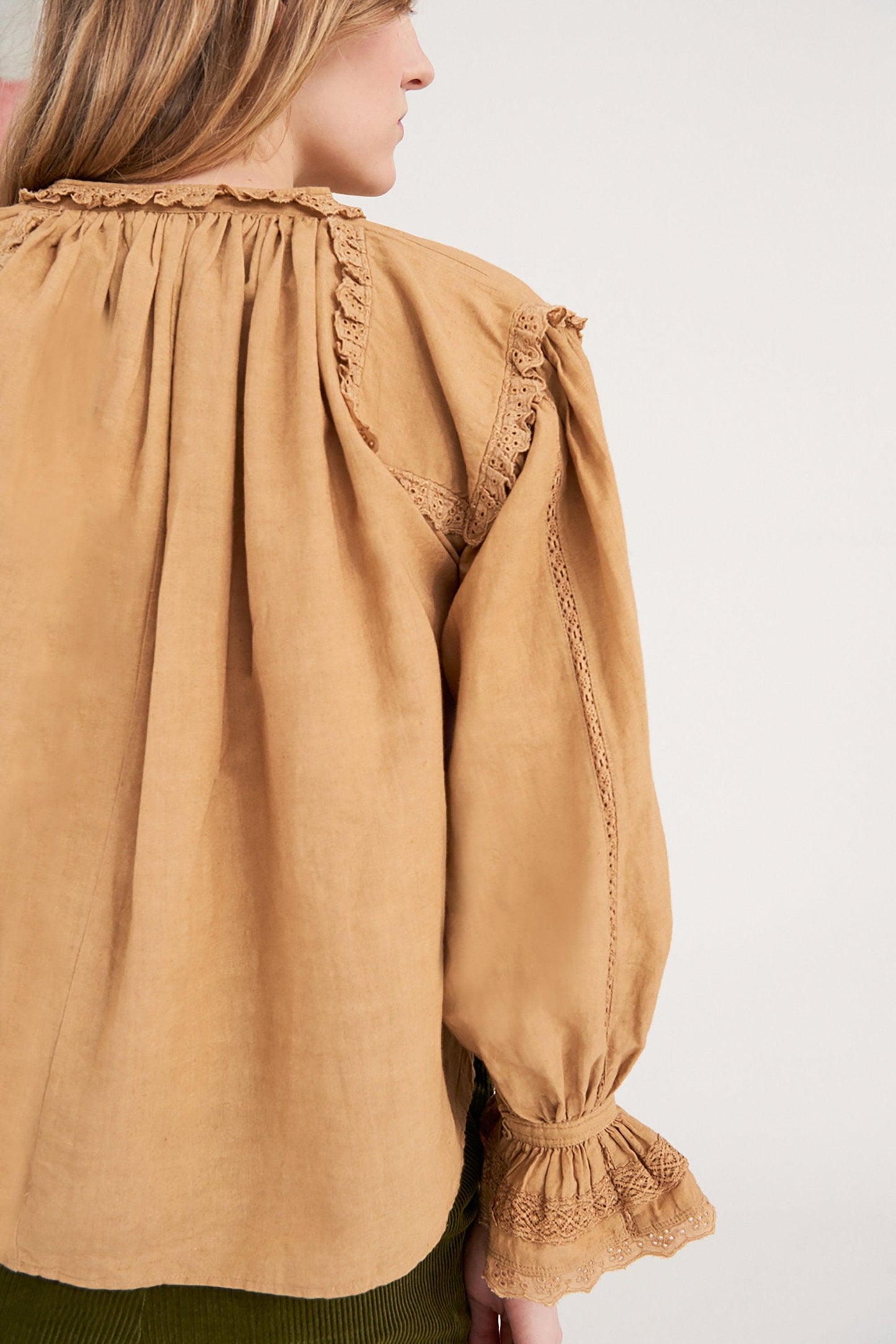 Peter Embroidered Blouse - Camel