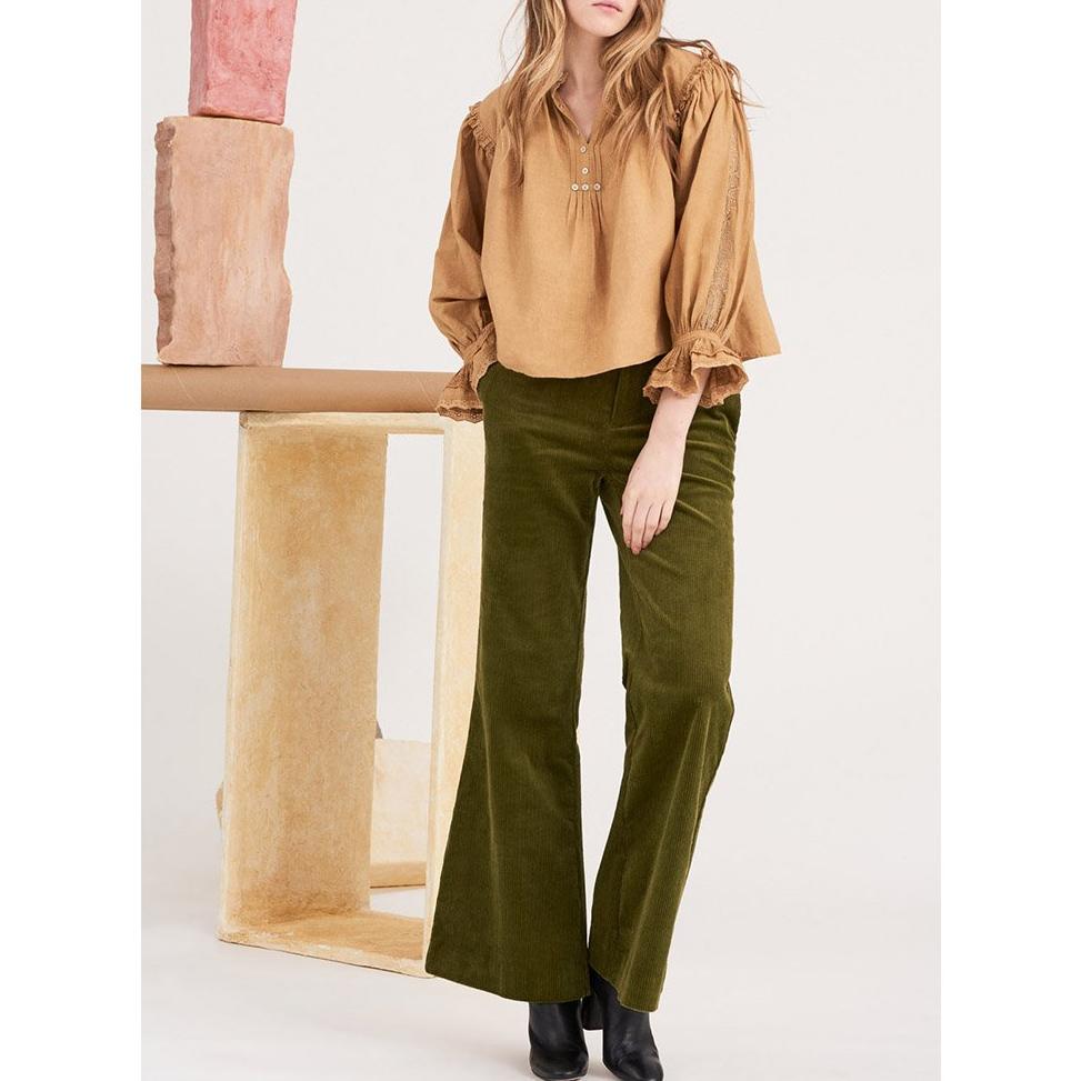Peter Embroidered Blouse - Camel