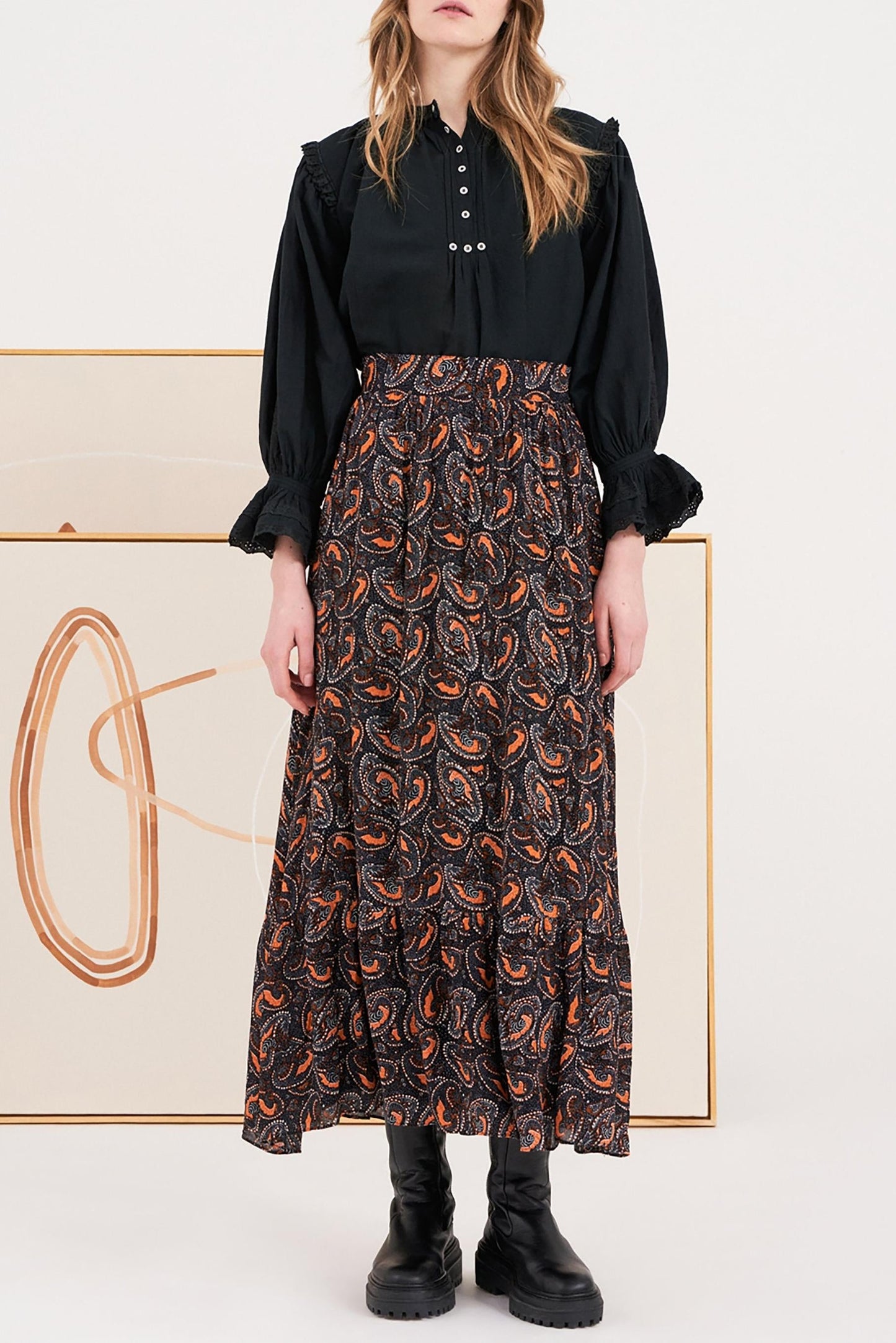 Peter Embroidered Blouse - Black