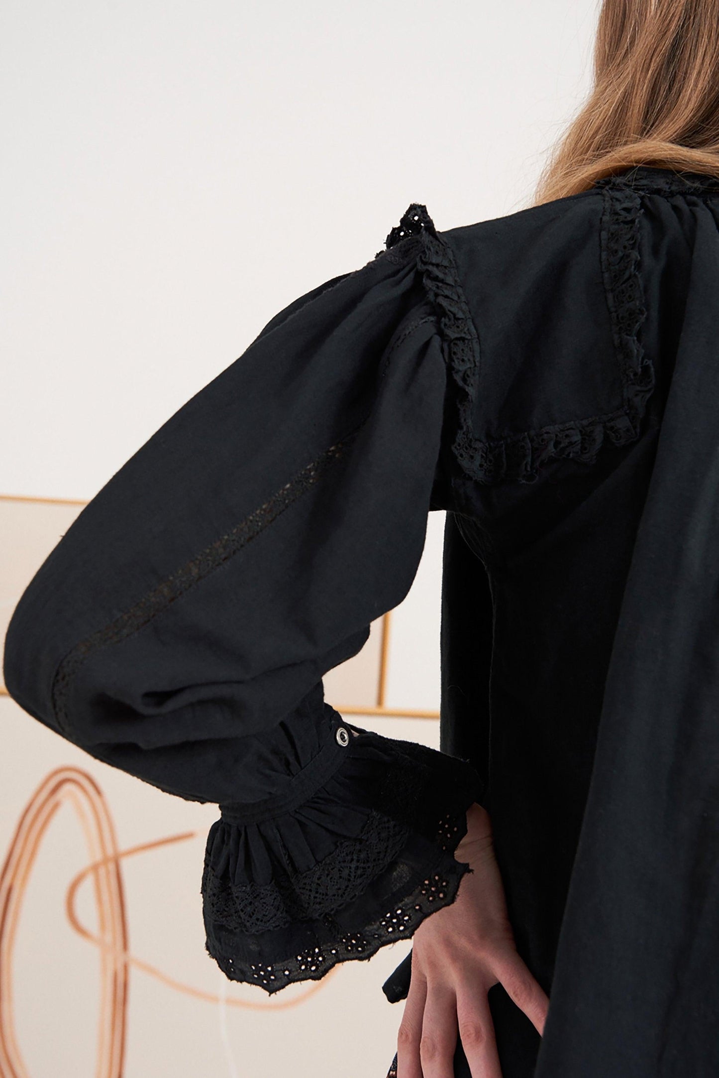 Peter Embroidered Blouse - Black