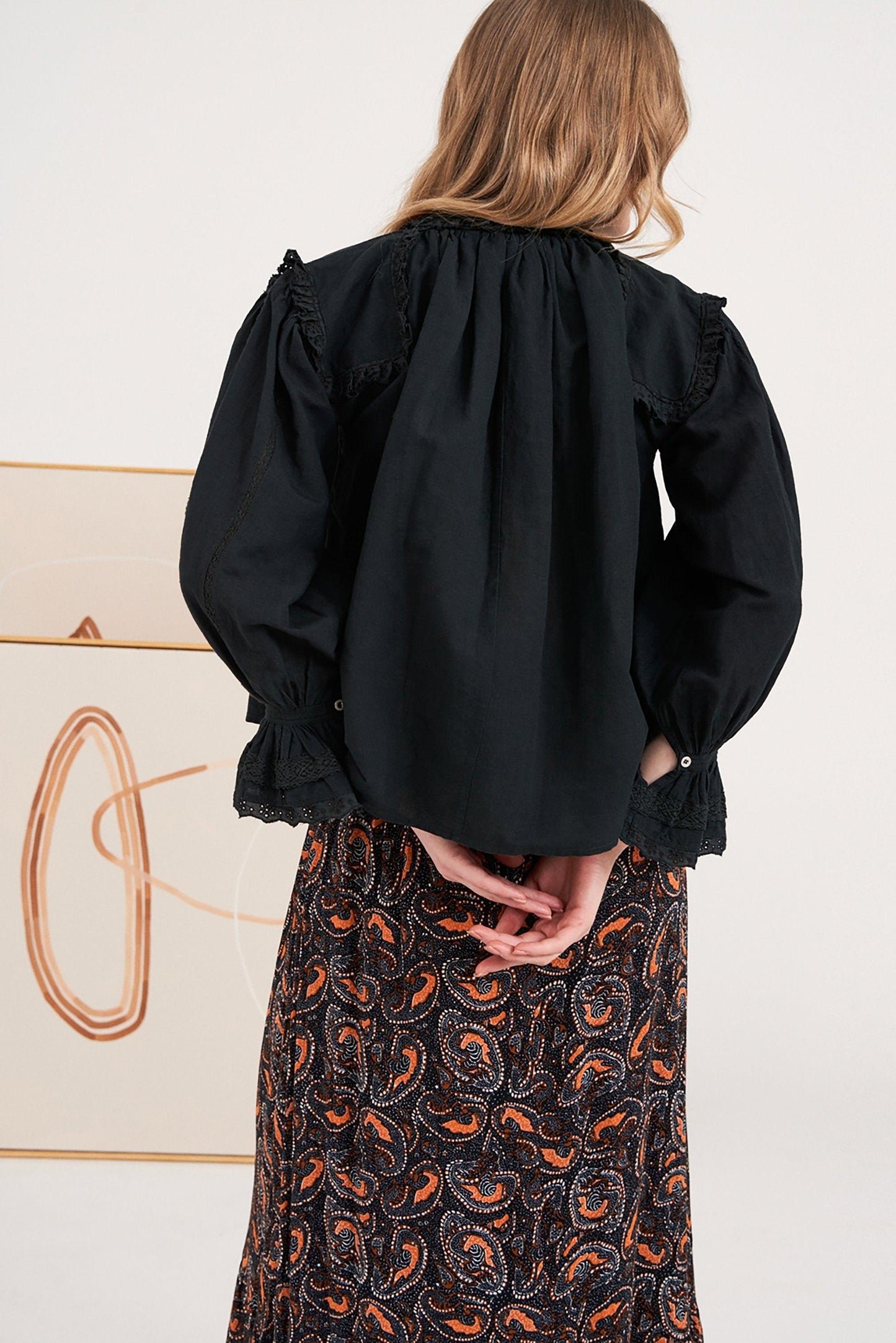 Peter Embroidered Blouse - Black