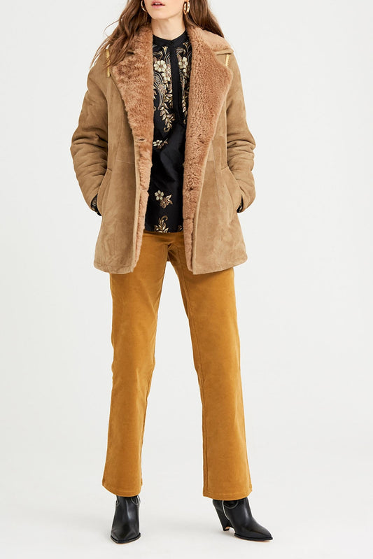 Mona Velvet Flare Pants - Ochre