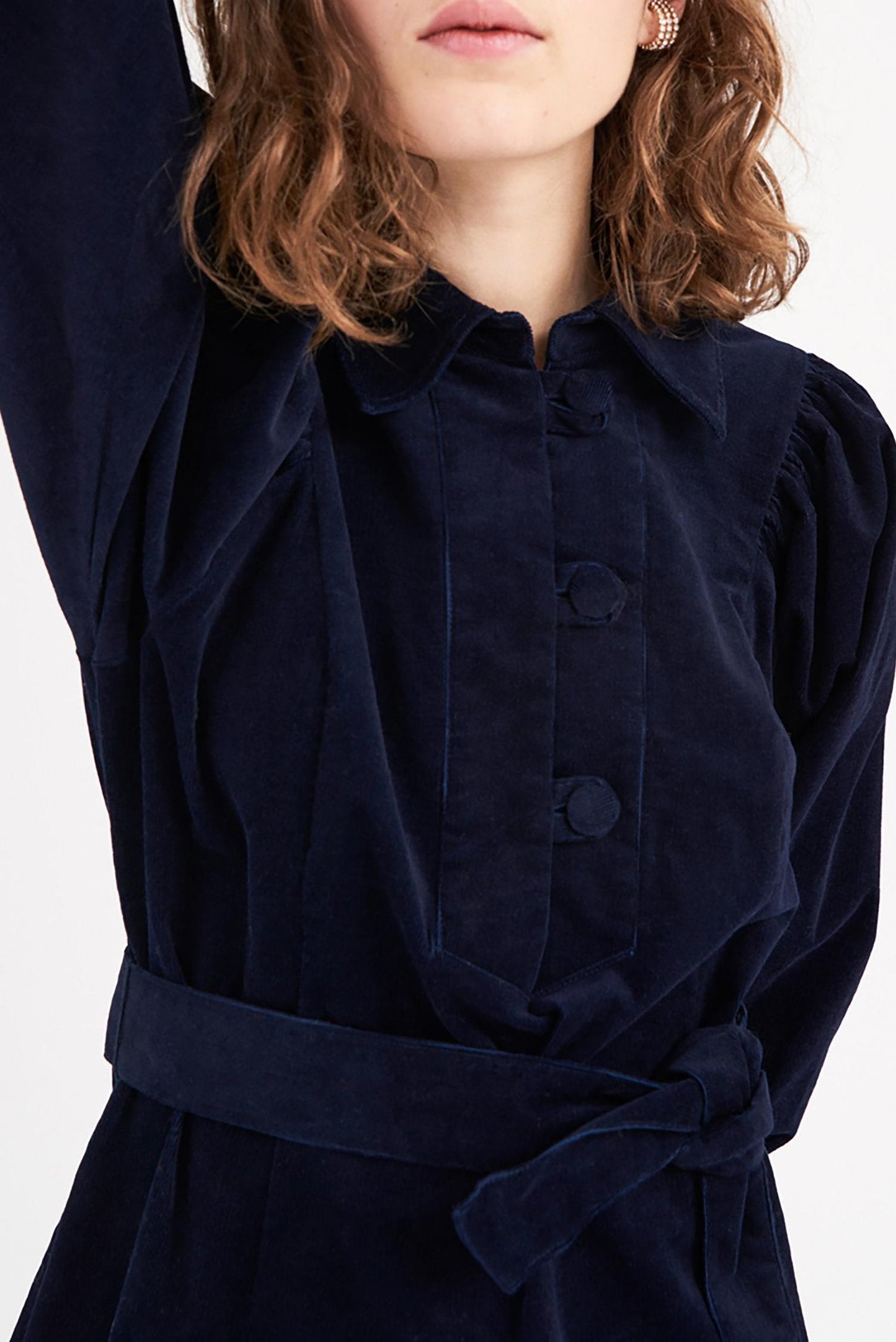 Mona Velvet Dress - Navy Blue