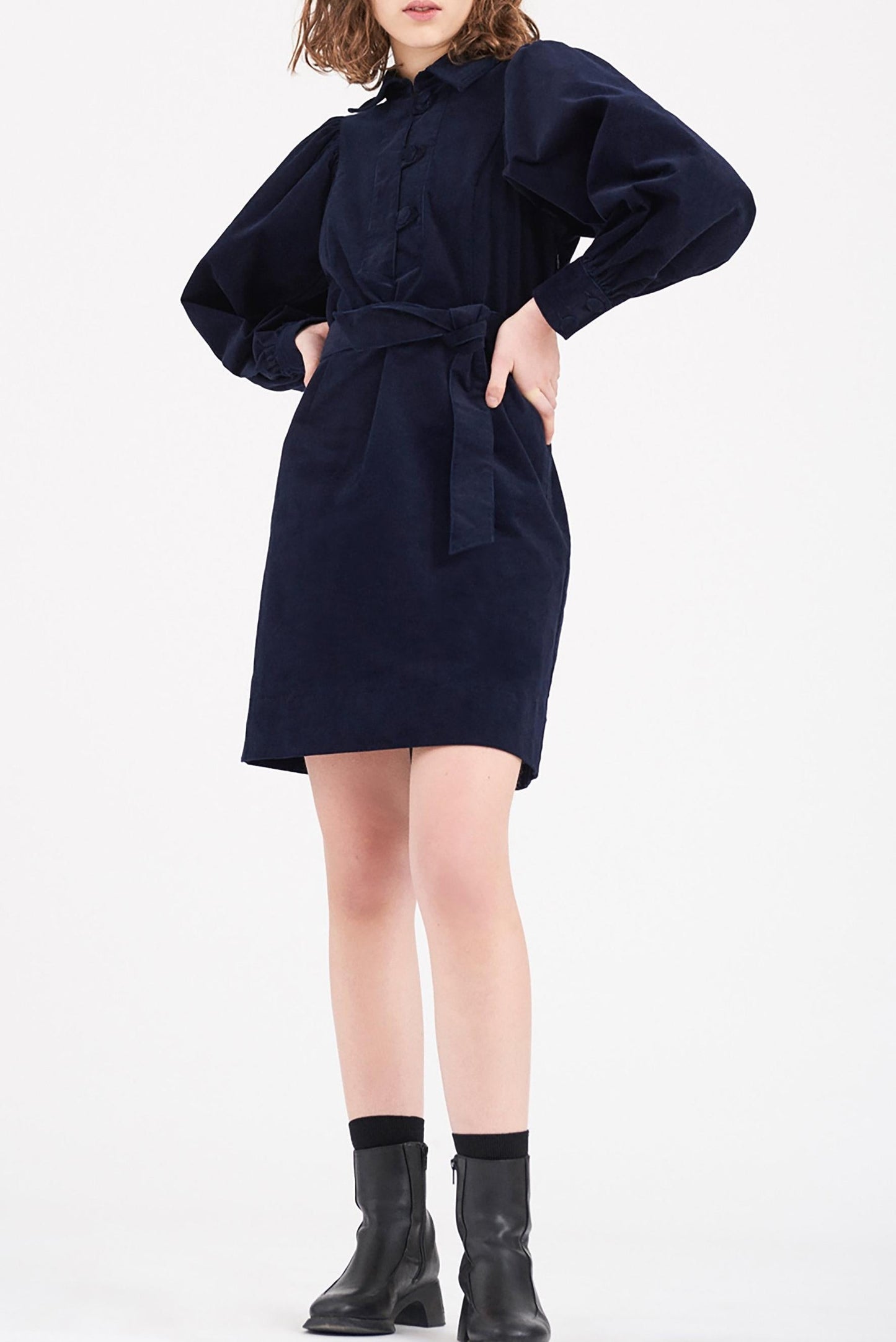 Mona Velvet Dress - Navy Blue