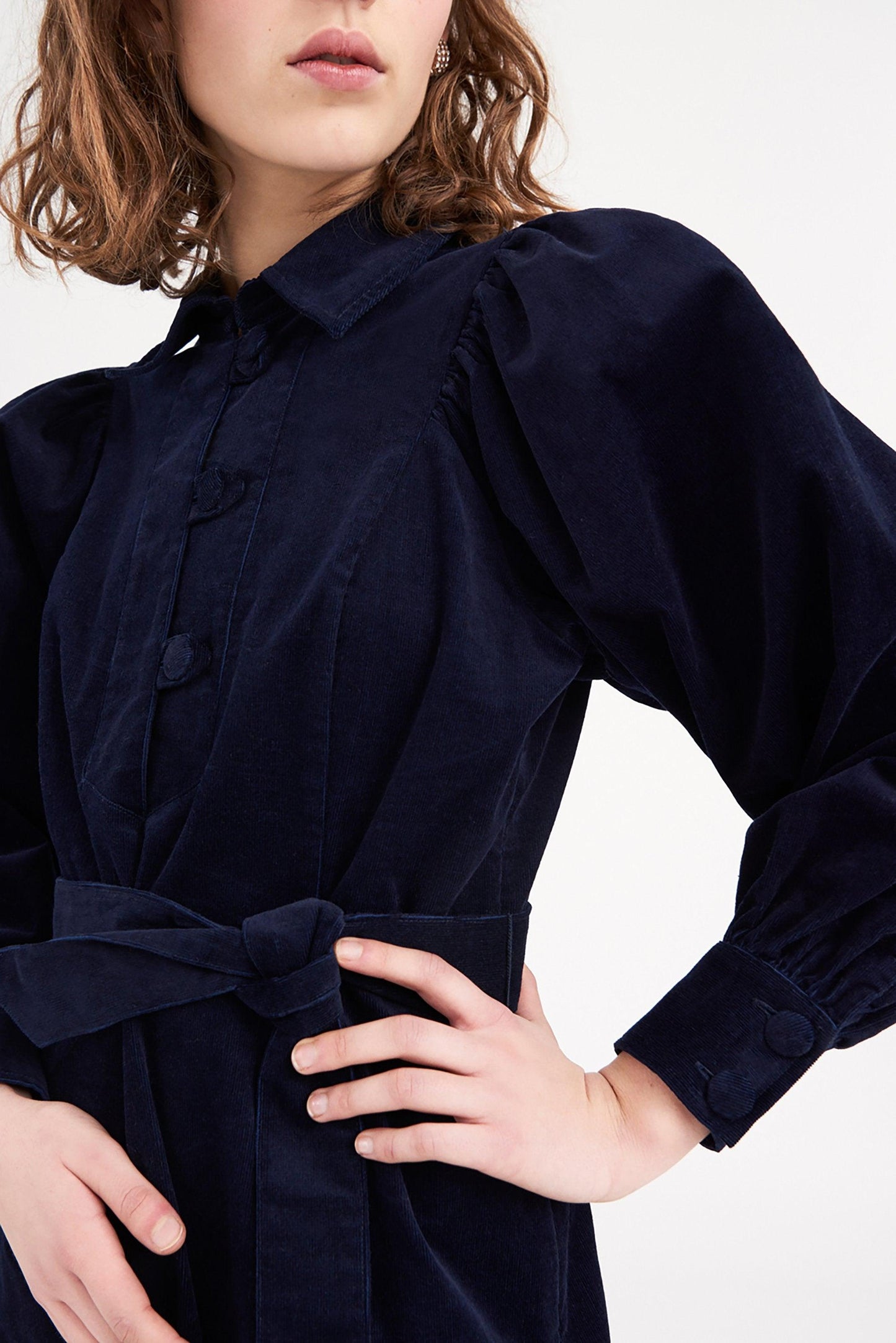 Mona Velvet Dress - Navy Blue