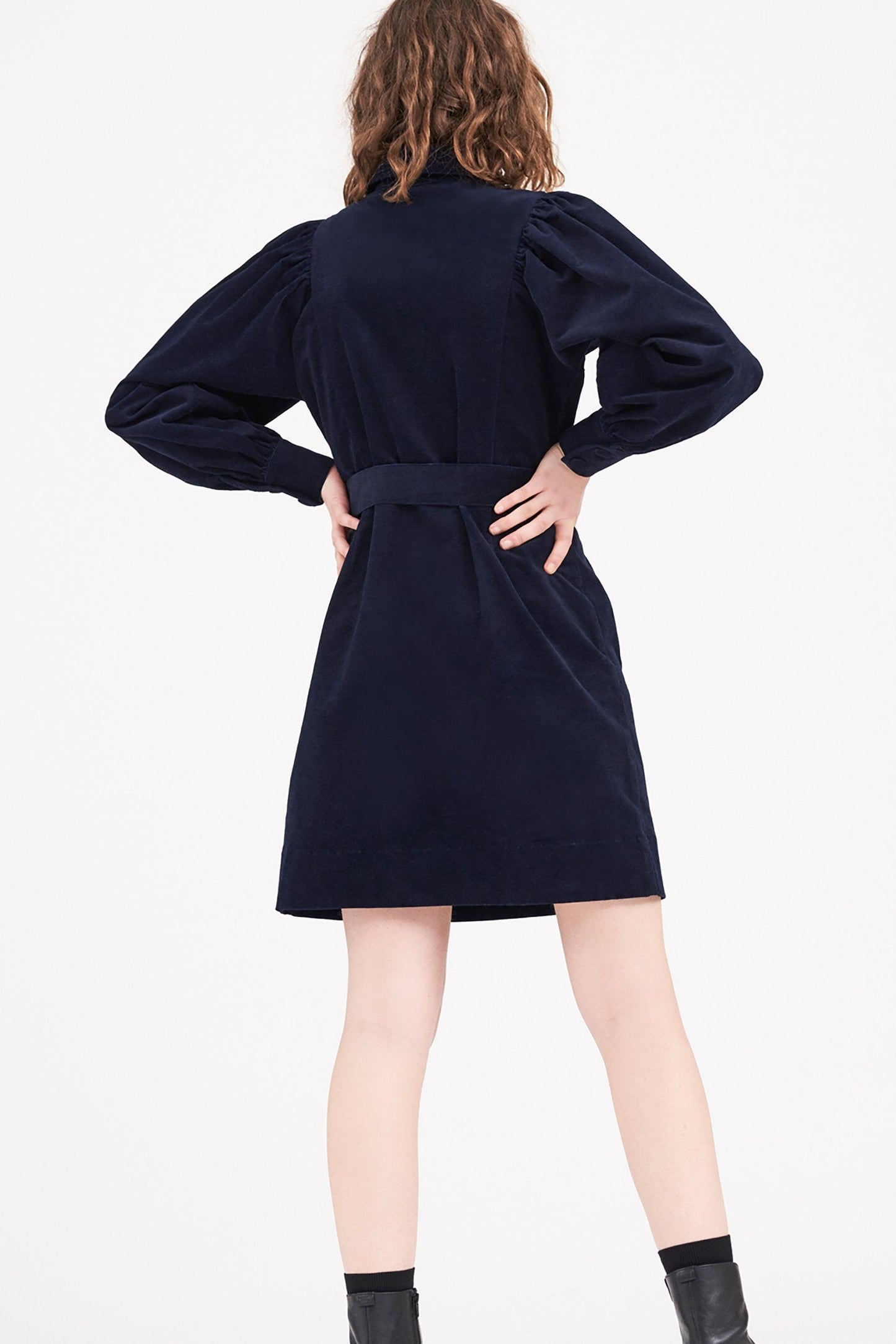 Mona Velvet Dress - Navy Blue
