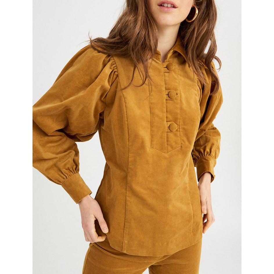 Mona Velvet Blouse - Ochre