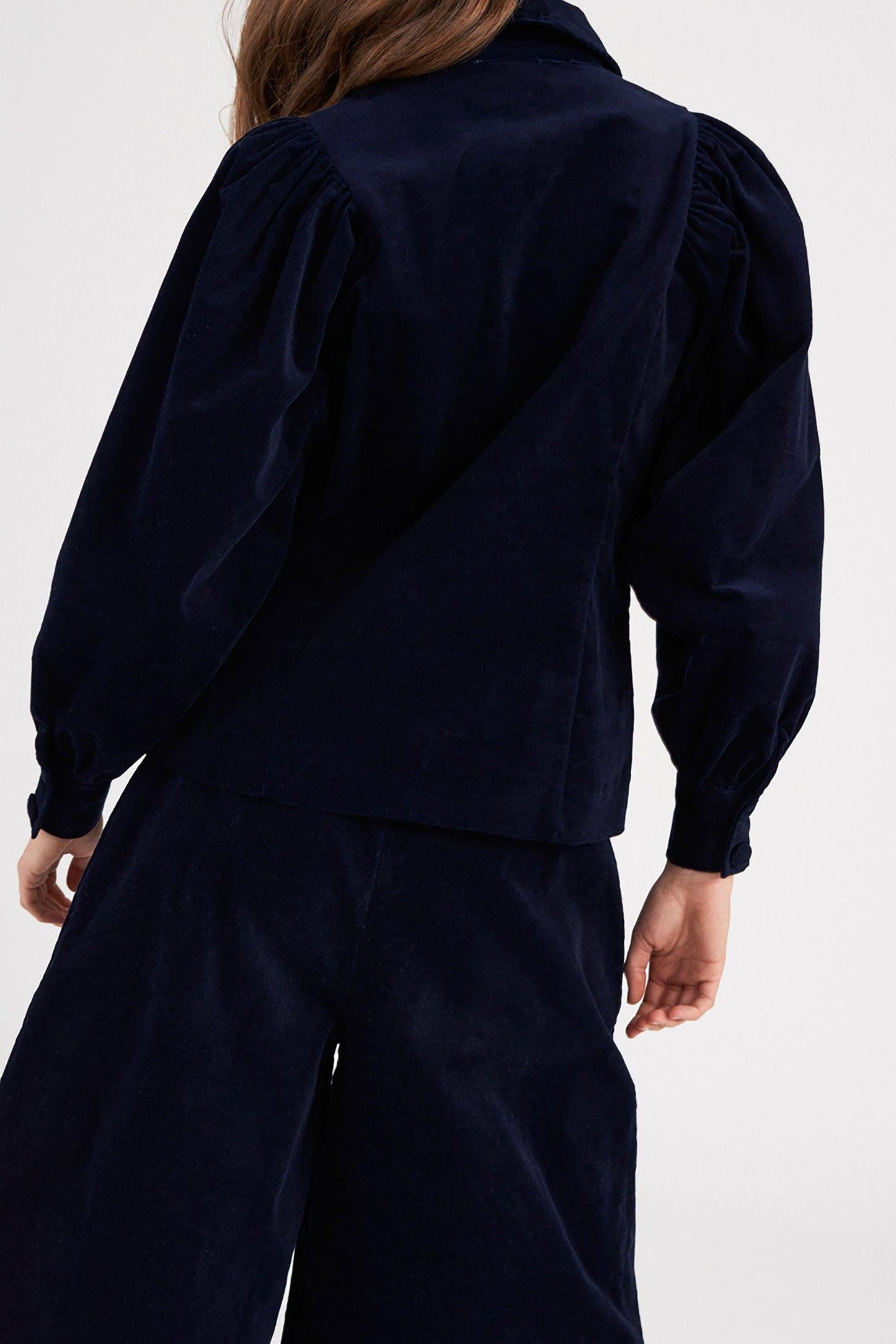 Mona Velvet Blouse - Navy Blue