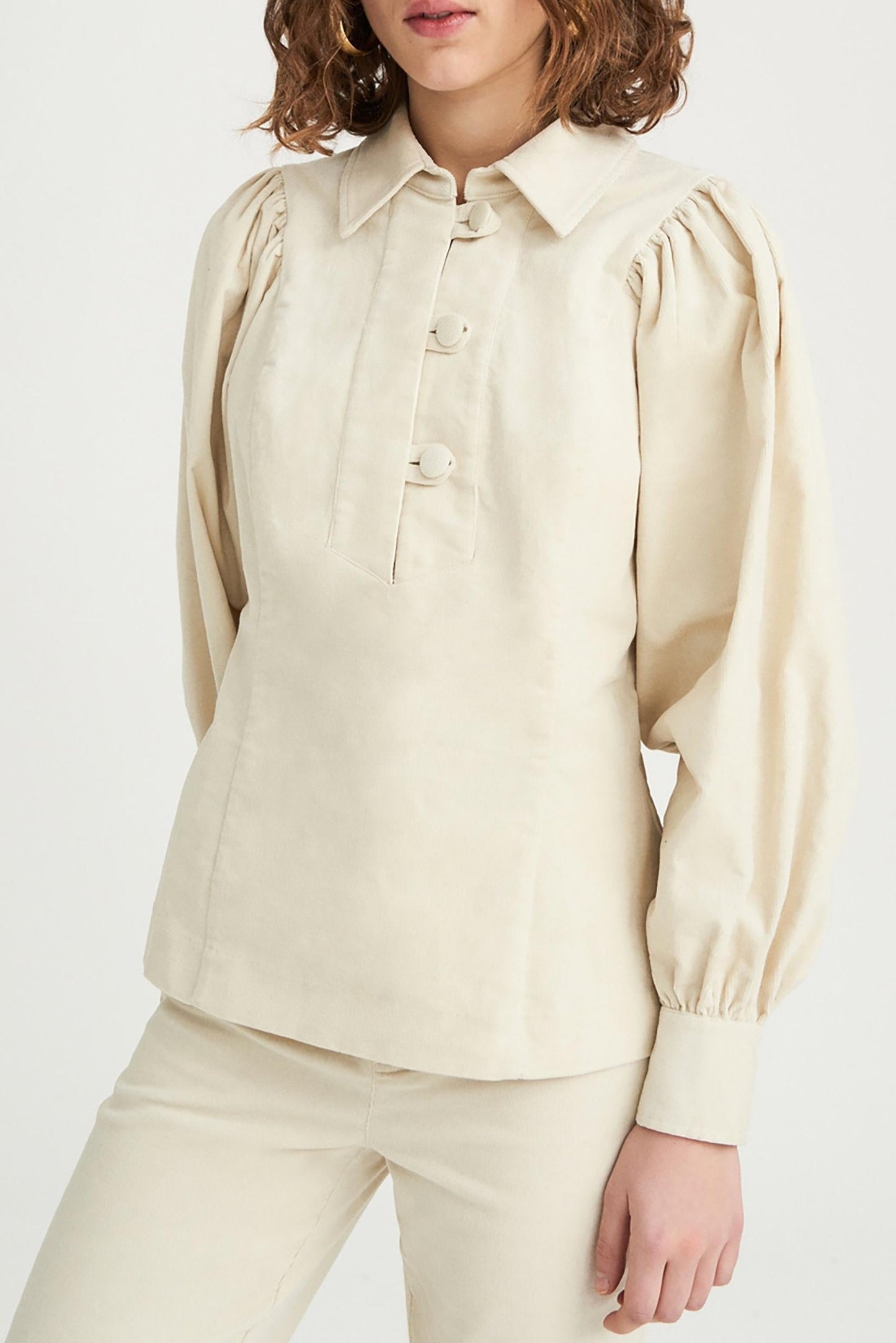 Mona Velvet Blouse - Cream
