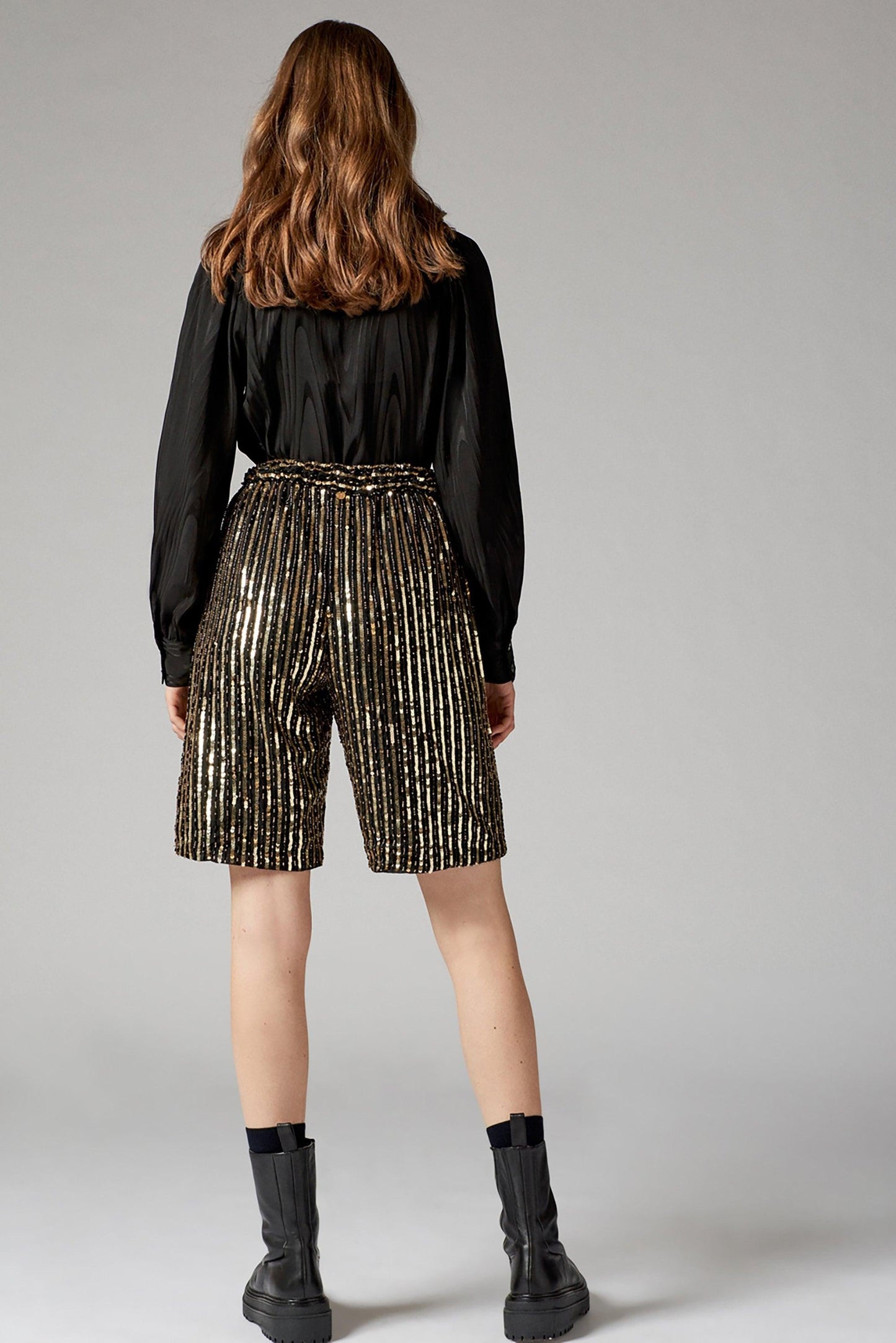 Melina Sequin Embroidered Long Shorts