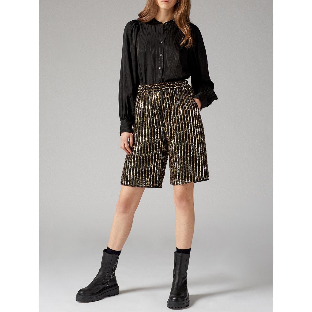 Melina Sequin Embroidered Long Shorts