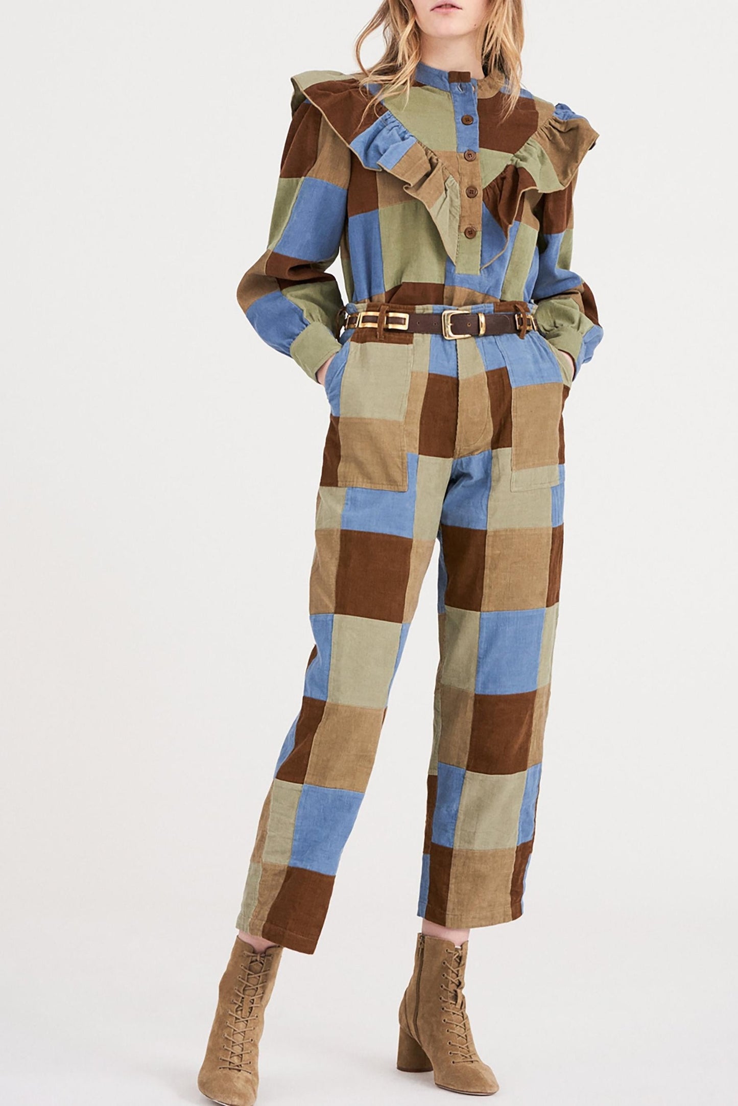 Pantalones Lamo Patchwork - Verde Pastel