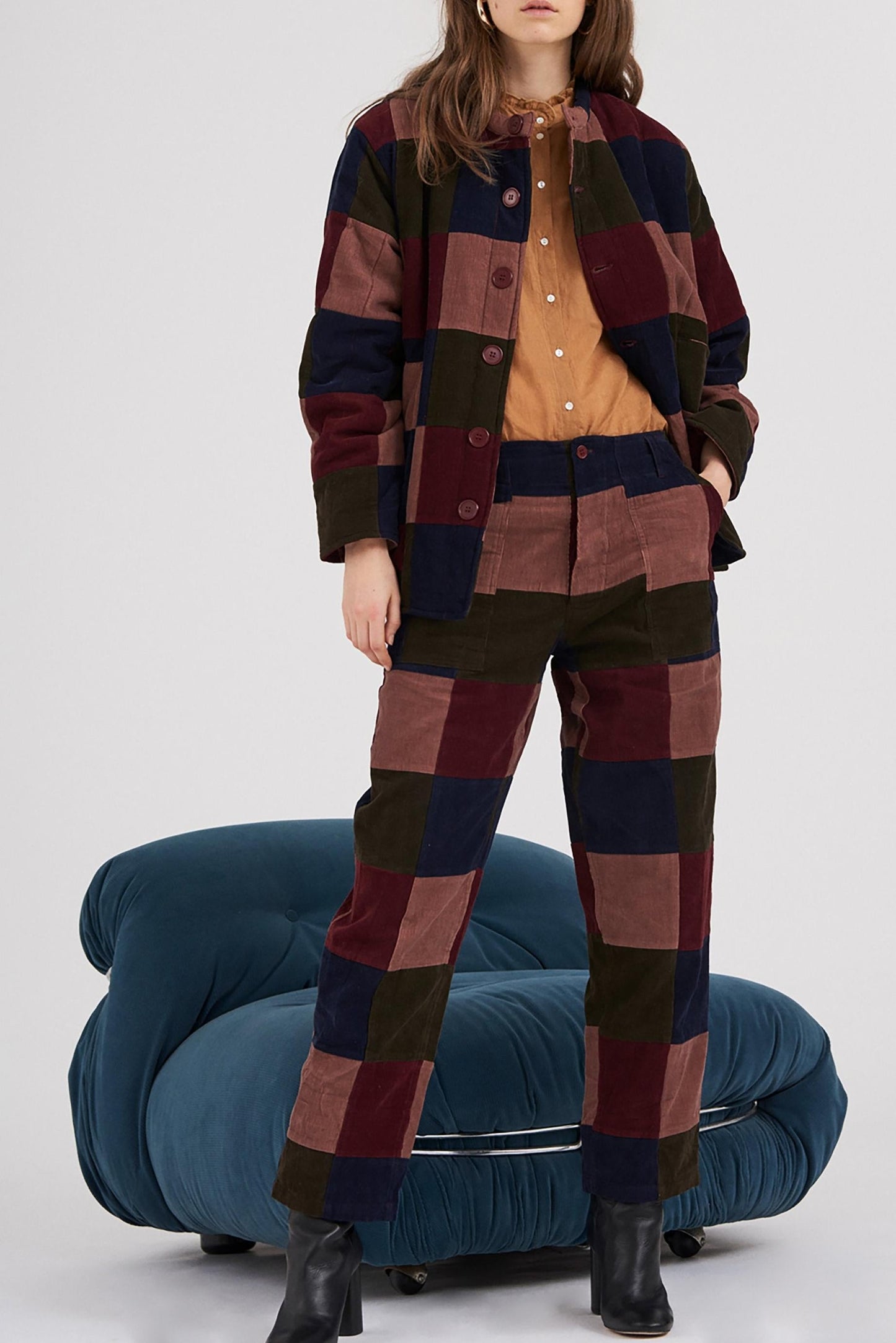 Lamo Patchwork Trousers - Burgundy