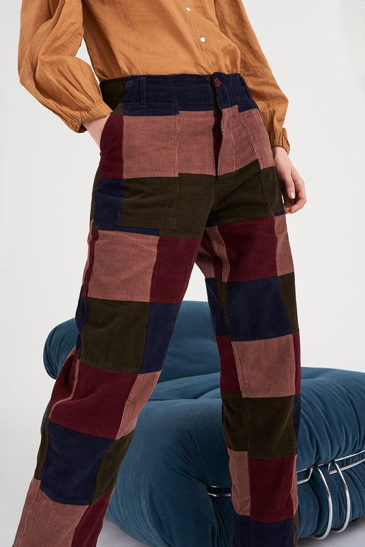Lamo Patchwork Trousers - Burgundy