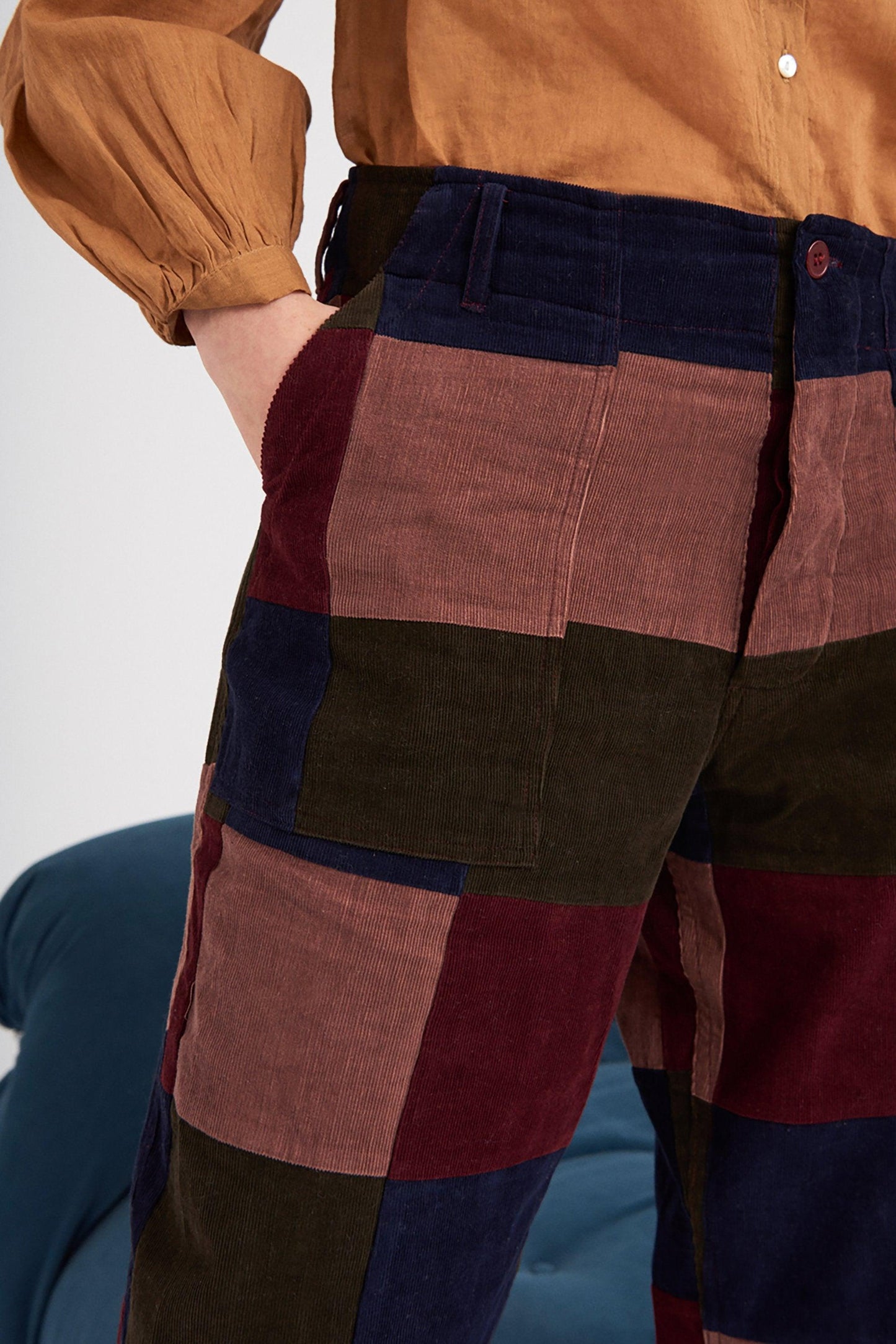 Lamo Patchwork Trousers - Burgundy