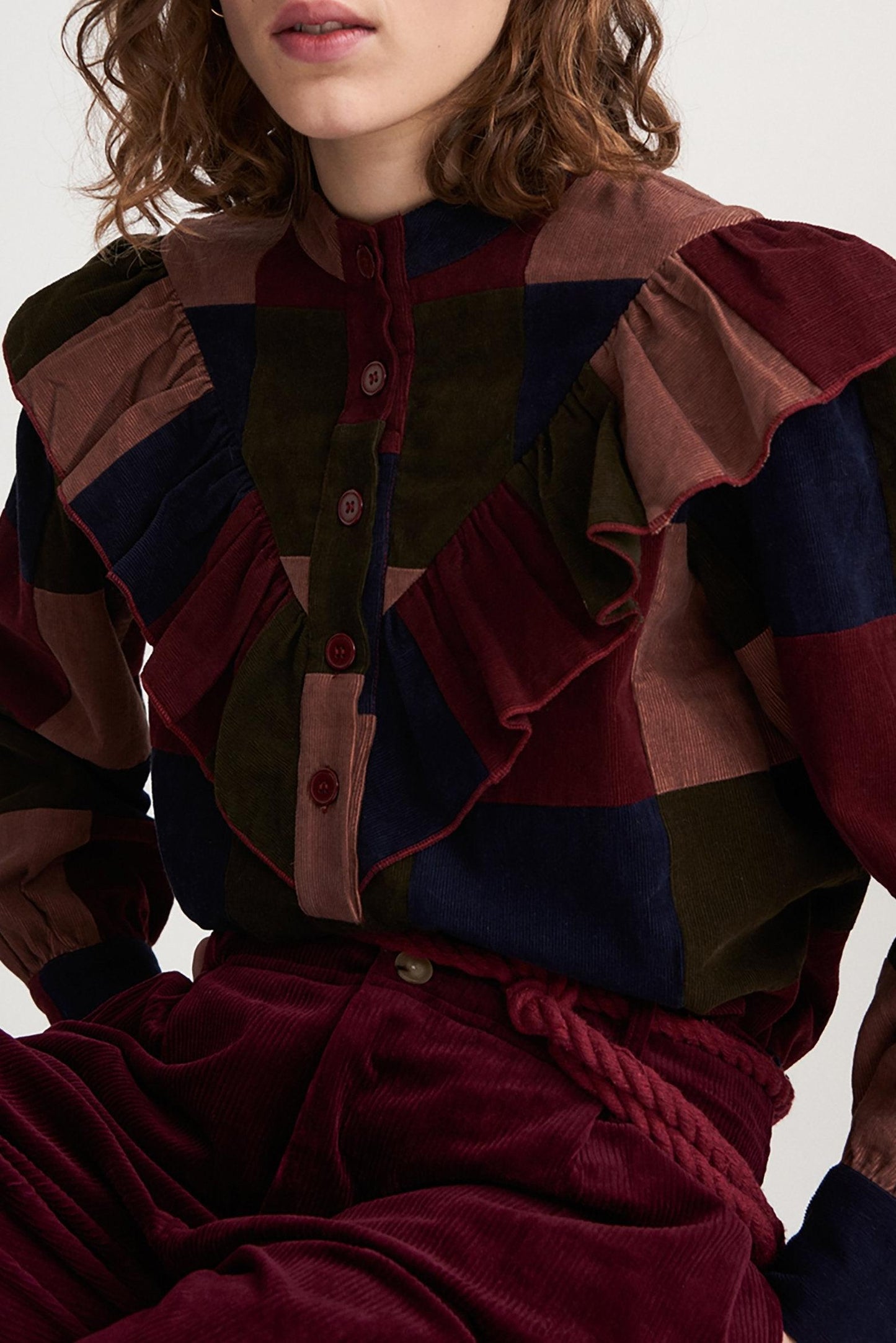 Lamo Patchwork Blouse - Burgundy