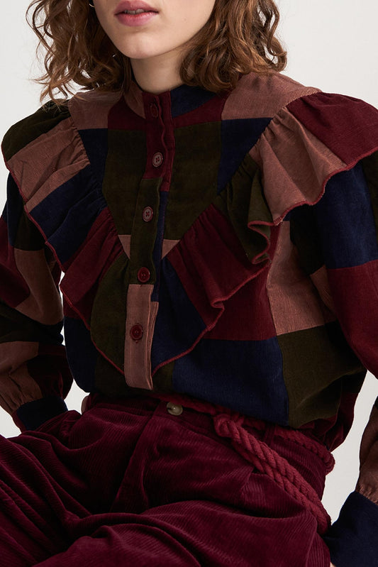 Lamo Patchwork Blouse - Burgundy