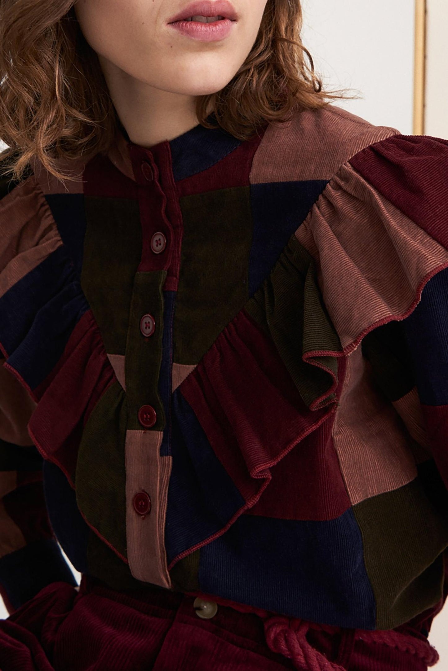 Lamo Patchwork Blouse - Burgundy