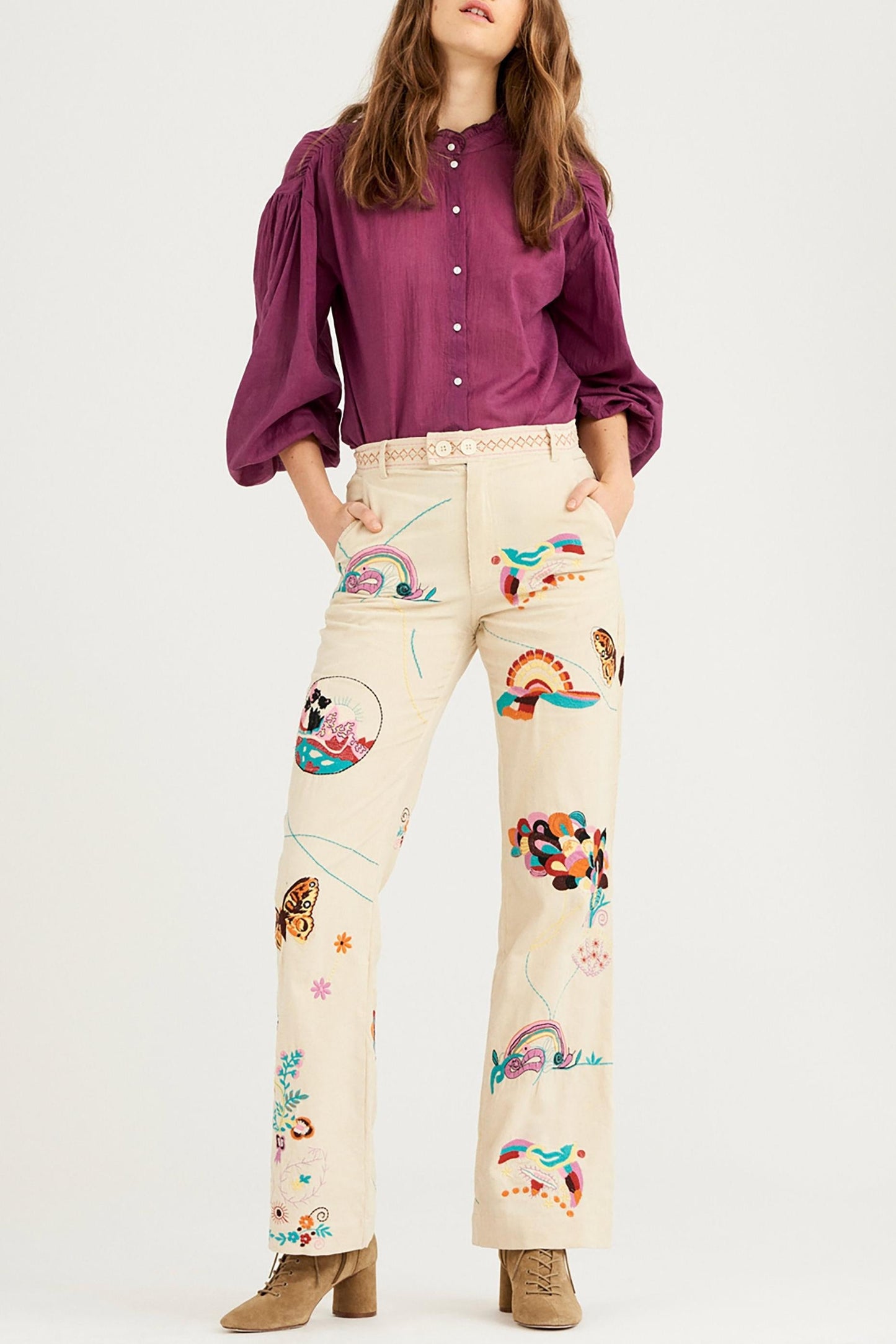 Hair Embroidered Trousers