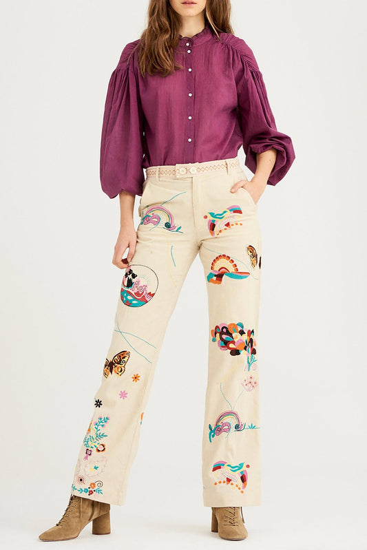 Hair Embroidered Trousers