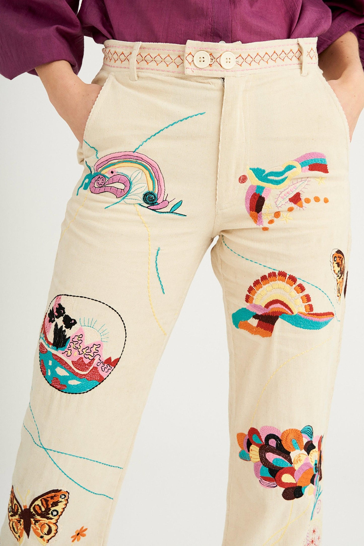 Hair Embroidered Trousers