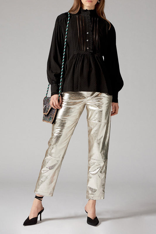 Dorina Silver Leather Pants