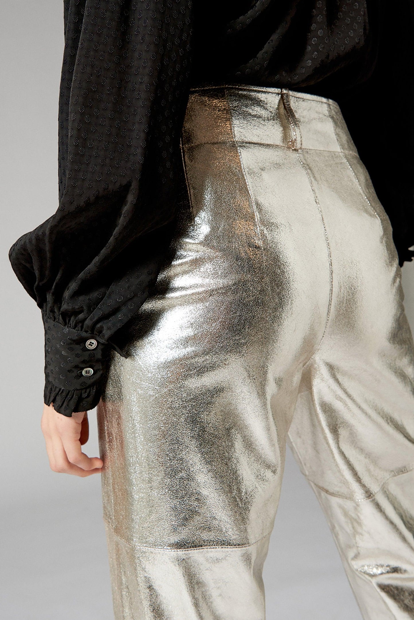 Dorina Silver Leather Pants
